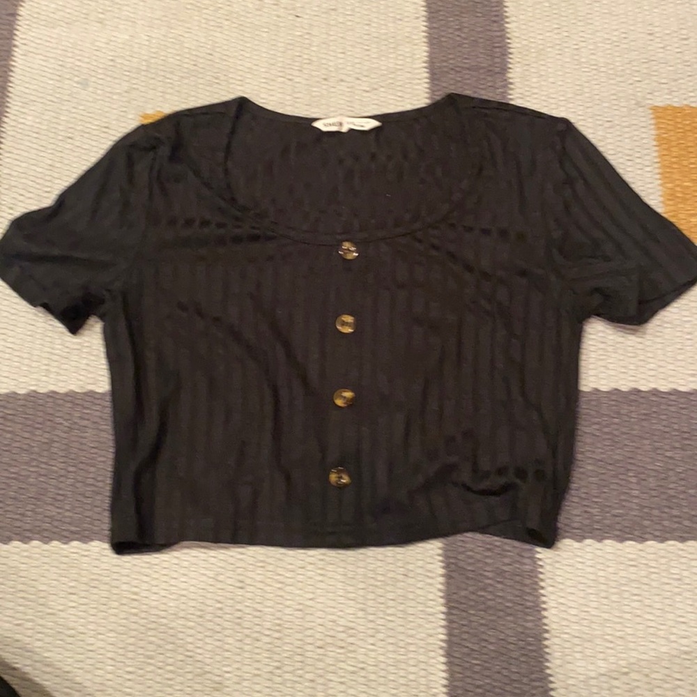 black striped shirt with buttons